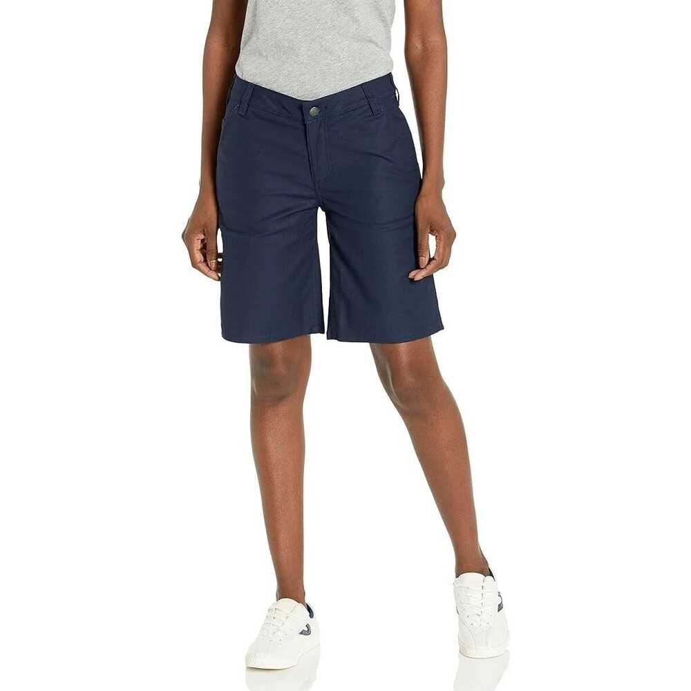 Carhartt Rugged Flex Loose Fit Canvas Work Shorts Womens 12 Navy Blue NEW